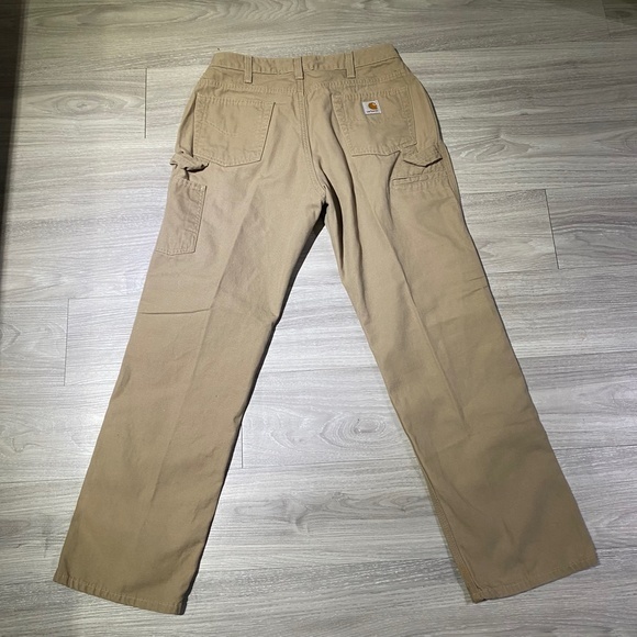 Carhartt Womens Sz 10 x 30 Khaki 2-Loop Carpenter Jeans work Pants WB159 100% Co - Picture 11 of 11